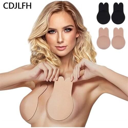 Sexy Strapless Rabbit Bra Adhesive Invisible Push Up Bras For Women Nipple Cover Breast Lift Invisible Bra Tape Sticky Bralettes