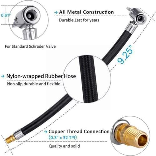 Motorcycle Car Bike Tire Air Inflator Hose Inflatable Pump Tube Inflator Extension Chuck Adapter Inflation Tube Pump Q1B3