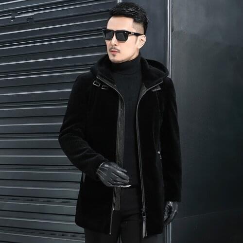 Real Wool Fur Coat Autumn Winter Jacket Men Sheep Shearling Fur Coat Men Streetwear Long Jackets Plus Size JLK18SY18262 Y1997