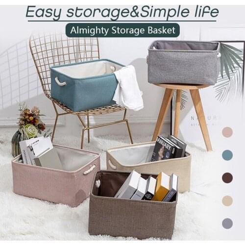 Canvas Fabric Sundries Storage Boxes With Handles Foldable Laundry Storage Baskets Clothes Kids Toys Organizer Barrel