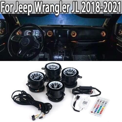 K-Car 7 Color Condition Turbine Outlet LED Light Front Air Vent Inlet Ambient Lamp For Jeep Wrangler JL 2018-2021