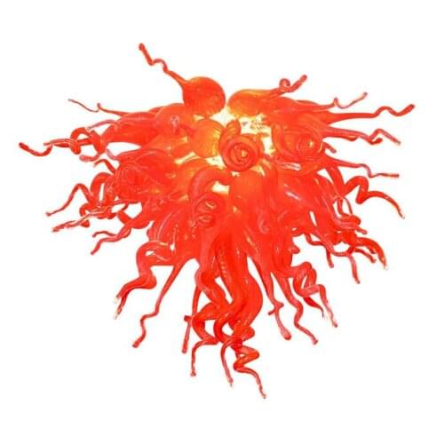 Modern Red Colored Hand Blown Glass Chandelier with LED Bulbs Italian Dale Style Hotel Lobby Art Decoration Lighting