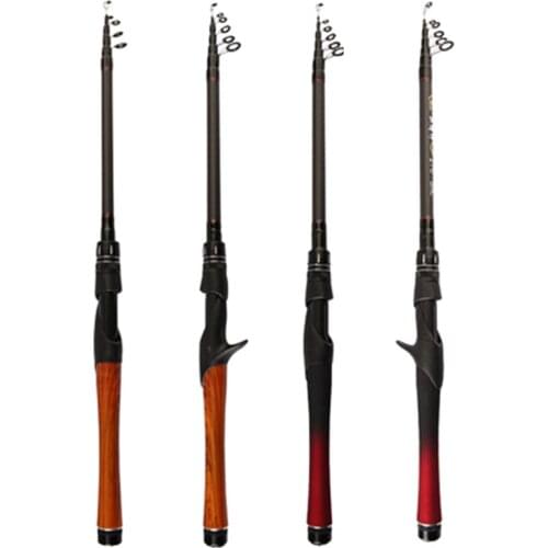 Faux Wood Frosted Grip Casting Fishing Rod Telescopic Spinning Lure Rod 1.8m 2.1m 2.4m 2.7m Carbon Jigging Pole Test 5-28g
