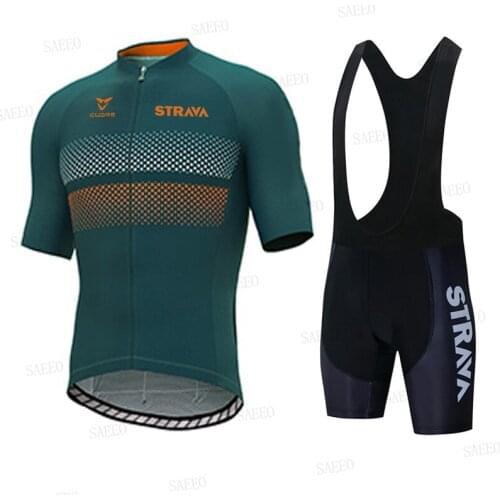 STRAVA 2021 Summer Team Cycling Jersey Set Breathable Racing Sport Bicycle Jersey Mens Cycling Clothing Short Bike Jersey