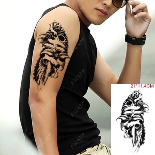 Waterproof Temporary Tattoo Stickers Rose feather cross gothic Arm Leg Back Fake Tatto Flash Tatoo Art for Women Men