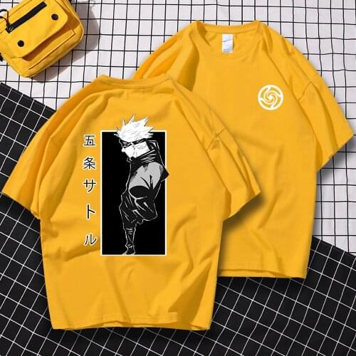 Jujutsu Kaisen Funny Tee Shirts Satoru Gojo Cartoon Funny T-Shirt Male Summer 2021 Hip Hop Tops Brand Casual Mens T Shirts
