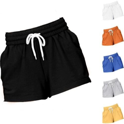 Womens Shorts 2021 Casual Summer Women Short Pants Drawstring Solid Color High Waist Loose Shorts for Sports
