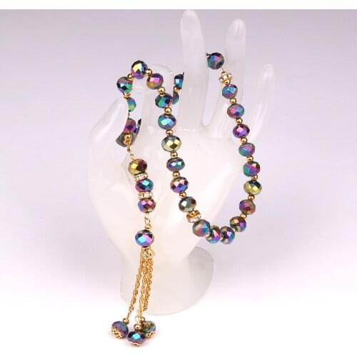 10mm 1lot(33beads) Glass Muslim Prayer Tasbeeh Masbaha Allah Peres Crystal Holding Rosary Beads Bracelet Crystal Prayer Beads