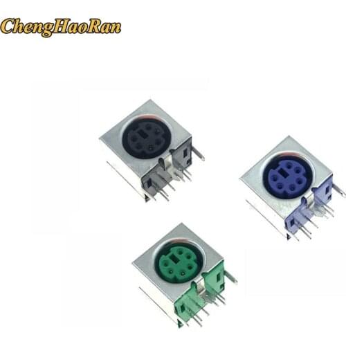 ChengHaoRan 10PCS Keyboard socket PS2 6P purple green mouse socket 6-pin Connector