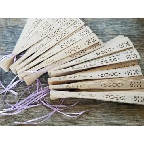 10pcs per lot Customize wedding sandalwood hand fans giveaways favors, personalized Engraved Lace Wood Hand Fans any text logo