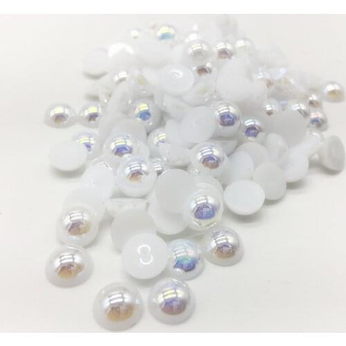 4 6 8 10mm White ABS Half Round Pearl Bead Flat Back Scrapbook DIY Jewelry Making