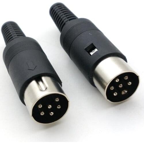50 Pcs DIN Plug Connector 6 Pin with Plastic Handle