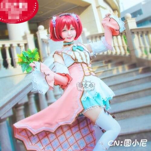 Anime Love Live!Sunshine!! Aqours Kurosawa Ruby White Valentines Day Shows Dress Cosplay Costumes A