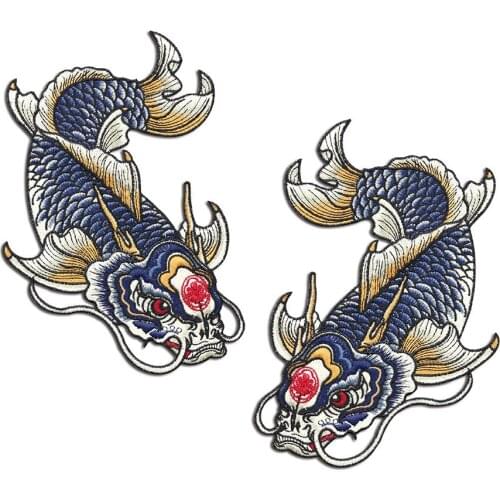 Chinese Style Goldfish Sew on Applique Large Animals Fish Embroidered Patch Fashion Clothing Decoration for Bag T Shirt Shoes