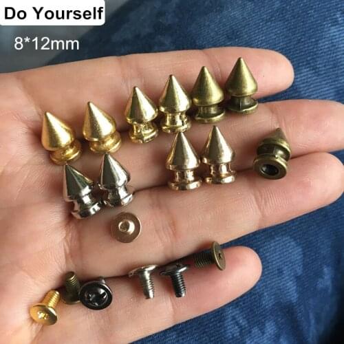 Free Shipping - 60 Sets 8*12mm Bullet Screw Rivet Stud Spikes,Gold,Silver,Rose Gold,Gun Black,Antique Bronze,Light Golden