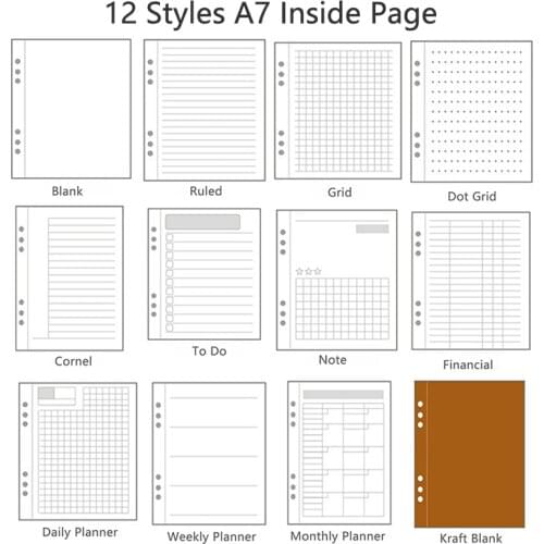 45 Sheets A7 Size Loose Leaf Notebook Inner Paper Core/refilling Inner Page Binder Inside Page Daily Weekly Planner Inside Paper