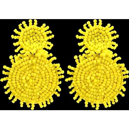 RoyalBeiery Bohemian Tassel Drop Earrings Acrylic Beaded Fashion Retro Folk Pendant Earrings Women Jewelry Wedding Earrings