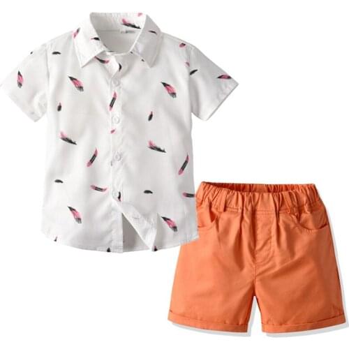 Boiiwant 2-7Y Toddler Baby Boys Summer Clothes Sets Print Short Sleeve Shirts Tops+ Shorts Cotton 2Pcs Holiday Beach Suits