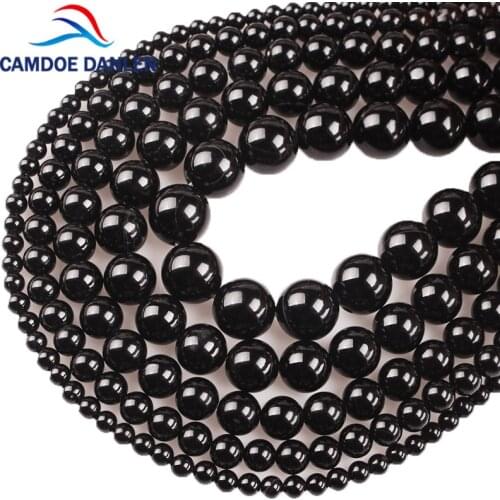 100% Natural Stone Black Agates Onyx Round Beads And Glass Round Beads 4 6 8 10 12 14MM DIY Beads For Jewelry Making Wholesale