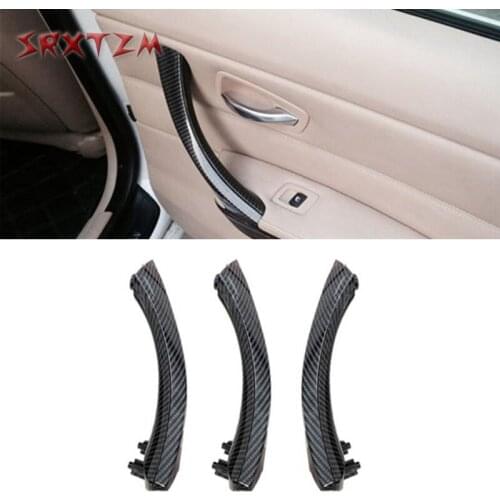 For Bmw 3 Series E90 E91 325 330 318 Car Carbon Fiber Texture Interior Door Handles Door Panel Armrest Handle Pull Trim Cover