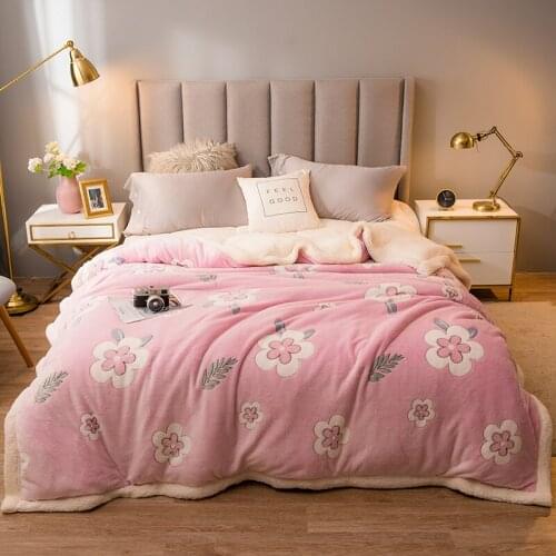 Cartoon Animal Flower Duvet Cover Double-sided Fleece Warm Quilt Cover Snowflake Velvet Lamb Wool Winter Comforter Case