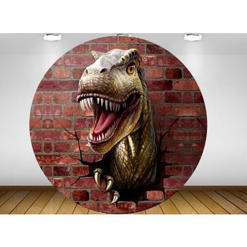 Round panel background circle backdrop 3d dinosaur brick wall baby shower birthday party decor candy table banner elastic YY-227