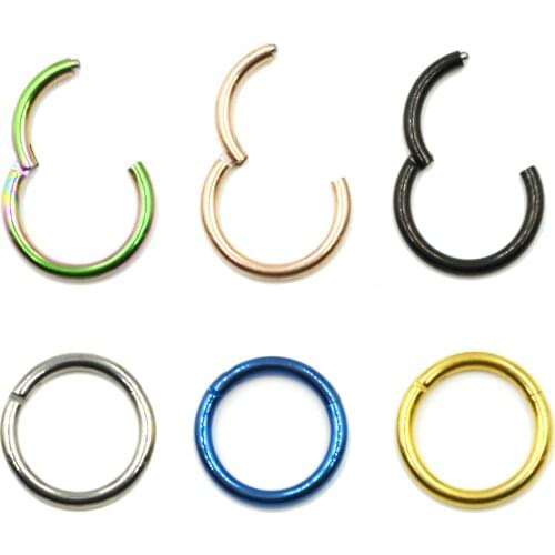 Nose Ring Piercing Clicker Stud Body Jewelry Hinged Segment Ring Septum Labret Lip Nipple Tragus Cartilage Ring by G23 Titanium