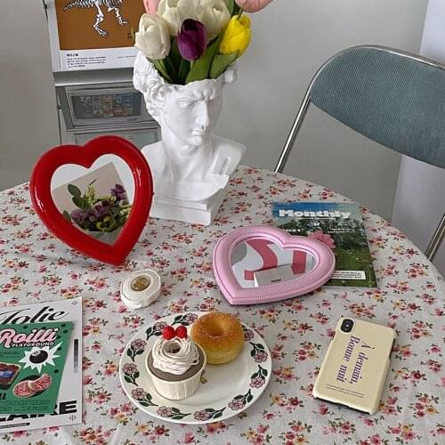 Korean Fashion Love Mirror Ins Style Lovely Colorful Small Mirror Dormitory Desktop Dressing Decorative Mirror Portable