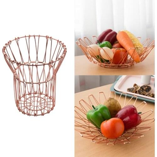 Fruit Basket Organizer Bowl Tray Metal Wire Drain Rack Snacks Nuts Fruits Vegetable Storage For Home Holder Desktop Storage