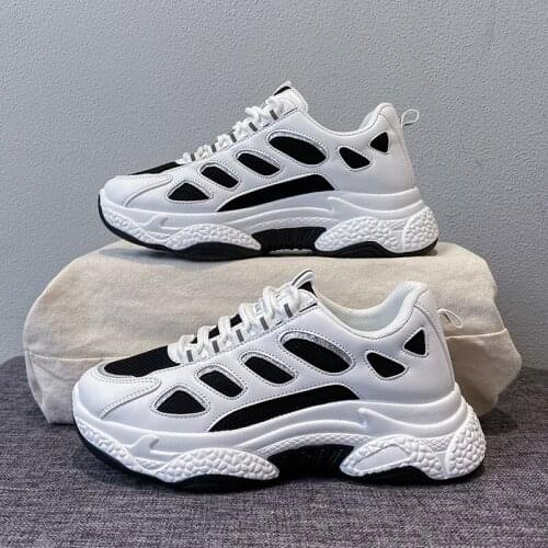 Womens shoes summer running casual sneakers thick-soled fly woven mesh breathable comfortable elastic non-slip vulcanized shoes