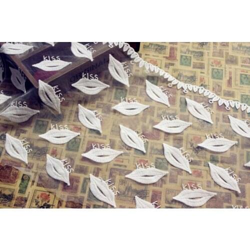 2-5yards/lot 28cm Wide Embroidered Tulle Lace trim DIY Garment Accessories Embroidery Lips Mesh Lace Trim