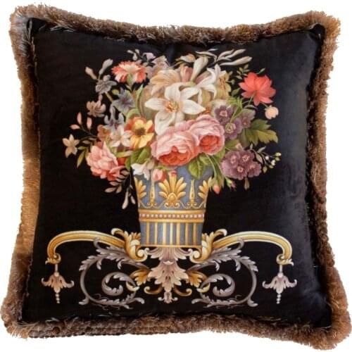 Square Pillowcase And Pillow Inside 450x450 Zippered Figurative Flower Velvet Fabric Frilly Models Decorative Sofa Home Cushions