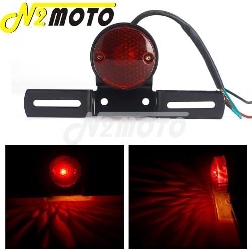 Motorcycle LED Red Brake Stop Light w/ Bracket Taillight For Cruiser Chopper Street Dirt Bike ATV Off Road License Plate Light