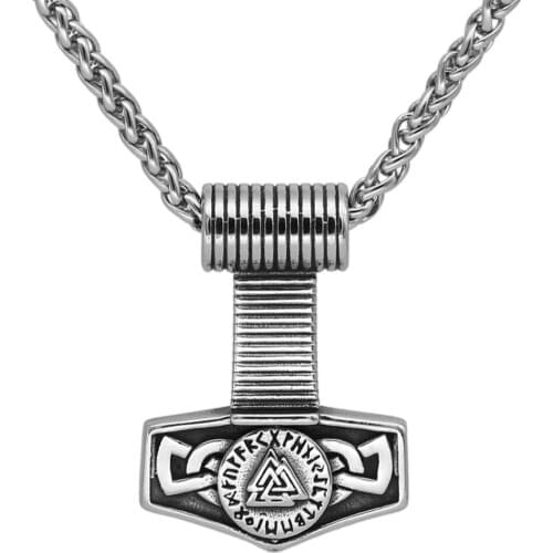 Men Viking Mjolnir Necklace Nordic Stainless Steel Viking Jewelry For Men