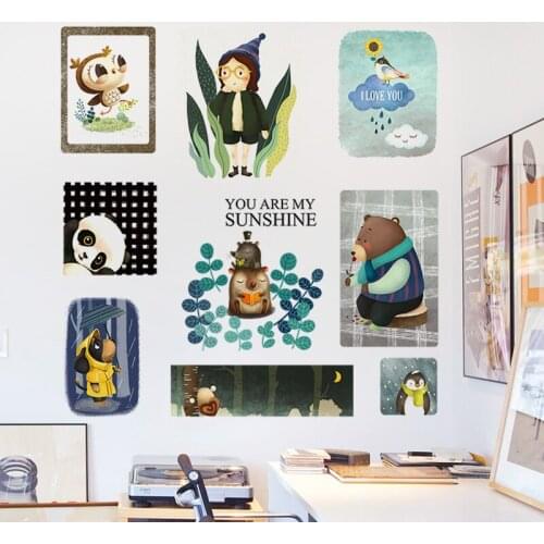 Nordic Style Animal Wall Stickers Kids Room Decor Aesthetic Baby Nursery Childern Bedroom Decal for Furniture PVC Wall Paper Art