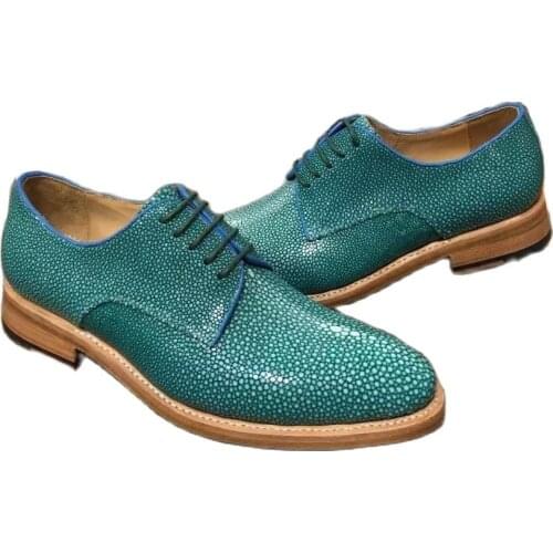 Sipriks Handmade Original Stingray Skin Derby Shoes Mens Formal Tuxedo Shoes Italian Goodyear Welted Wedding Gents Suit Footwear