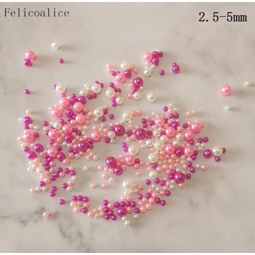 500g 2.5-5mm MultiColor Resin Plastic Imitation Pearl Round Shape Beads for DIY Fashion Jewelry Making Nail Art Hair Accessories