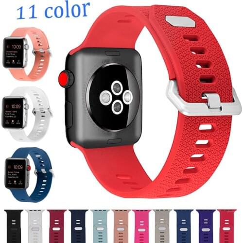 Rubber Band strap for Apple Watch bands 4 5 40mm 44mm Soft Silicone Sport Breathable Strap for iWatch Series 5 4 3 2 1 38MM 42MM