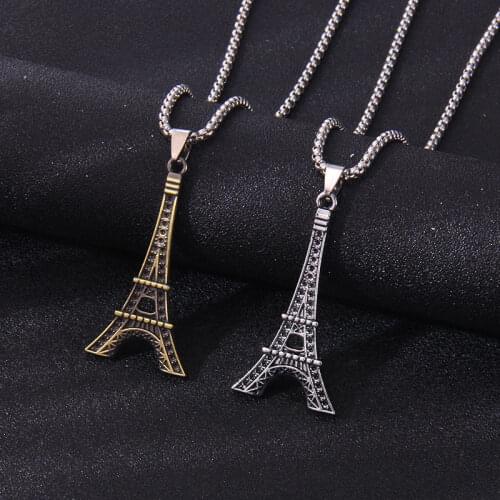 Romantic Love Eiffel Tower Pendant Necklace Silver Color Long Necklace Sweater Necklace Men Women Boutique Fashion Jewelry Gifts