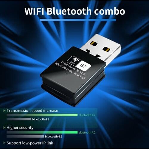 600Mbps USB WiFi Adapter Bluetooth 4.2 802.11n Wireless USB Dongle Network Card Receiver for Desktop Laptop Windows Linux