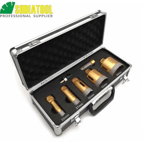 SHDIATOOL 7pcs/pk Dia 20/27/35/55/68mmVacuum Brazed Diamond Drill Bits M14 Drilling Core Bits Marble Ceramic Hole Saw Crown