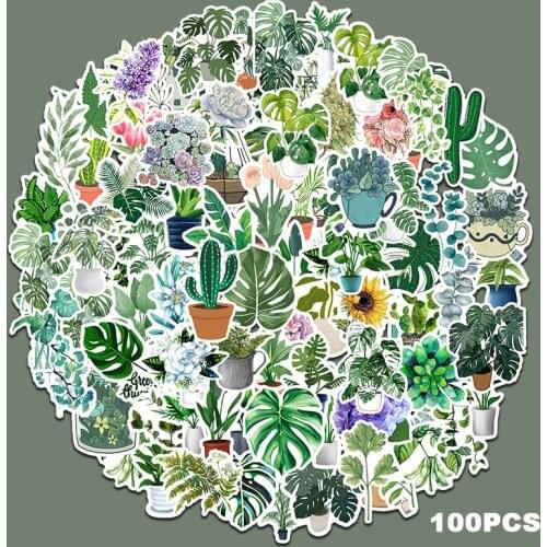 TD ZW 100Pcs Green Forest Stickers For Suitcase Skateboard Laptop Luggage Fridge Phone Car Styling Sticker