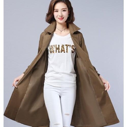 Windbreaker Womens Mid-Length 2021 Spring Autumn New Korean Fashion Loose High-End Simple Temperament Trench Coat Female A677