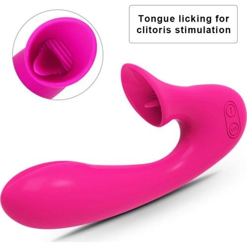 G Spot Vibrator With Tongue Clitoris Stimulator Rechargeable Dildo Vibrator Waterproof Silicone Sex Toy For Women Couple