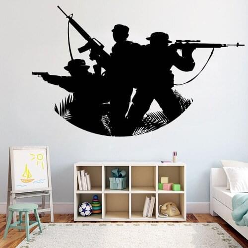 Soldier Military War Army Cool Wall Decal Boys Room Decoration Vinyl Wall Sticker Art Decor Poster Bedroom DIY Stickers Y29