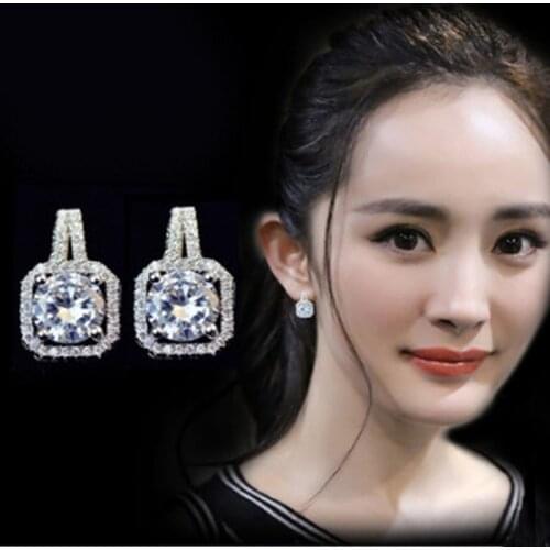 New Arrivals Korean Style Cubic Zircon Square Earrings For Women Lady Bridal Earrings Girls Gifts Pendientes Brincos 2021