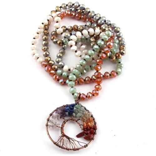 Free Shipping Fashion Bohemian Jewelry knotted 5 Color Multi Crystal Rainbow Circle Round Necklace For Women Ethnic Necklace