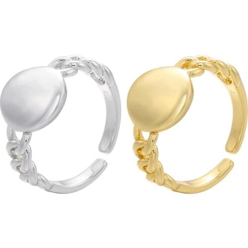 ZHUKOU Gold/silver Color Chunky Rings Trendy Geometric Round Rings for Women Gold chain shape Rings Female Wedding Jewelry VJ94