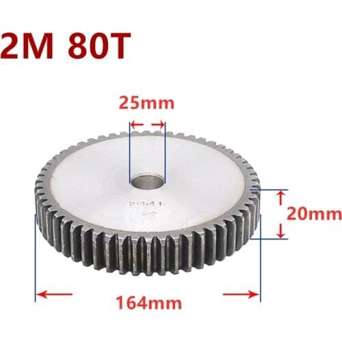 1pc customize 2Mod 80T 45# Steel Metal Spur Gear 2 Module Moter Gear Wheel 80 Teeth