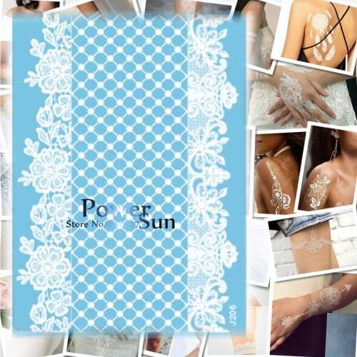 1PC Sexy Women Body Art White Henna Tattoo Lace Flower Jewelry Design Temporary Tattoo Stickers Waterproof Arm Leg Tatoos PJ206